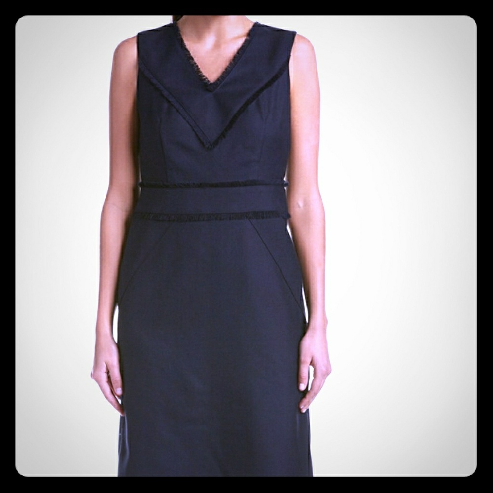 NWT Brooks Brothers Fringe Navy Wool Dress Sz 14